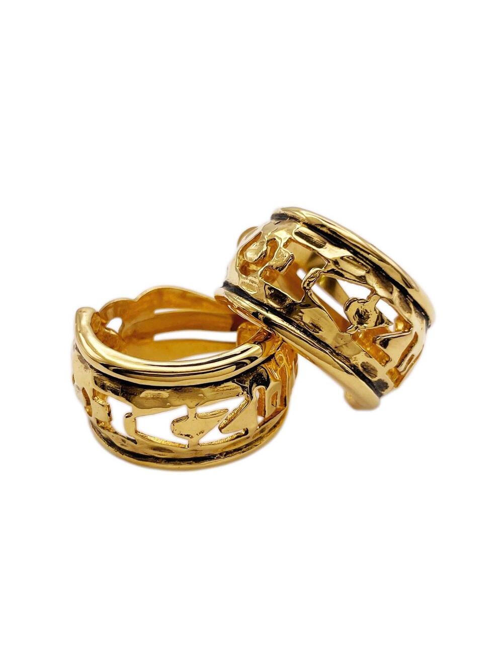 Chanel Vintage Earrings Logo Hoop Gold- #327615C62B